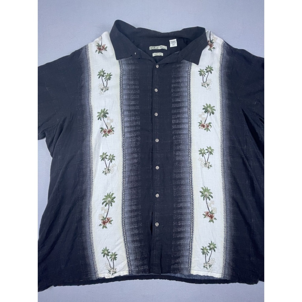 Batik‎ Bay Shirt Mens 4XB Black Palm Tree Tropical Button Up Rayon Camp Collar